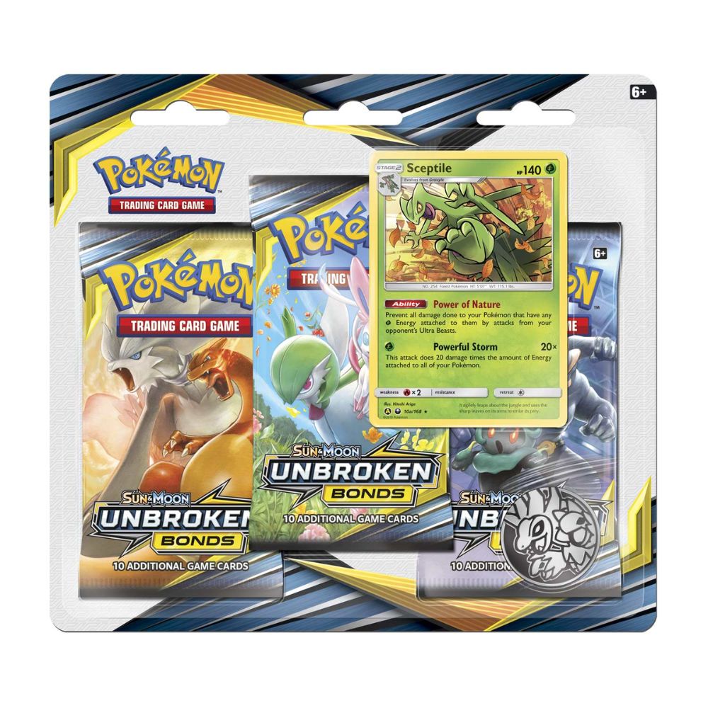 Pokémon - Sun & Moon: Unbroken Bonds - 3 Pack Blister (Sceptile)