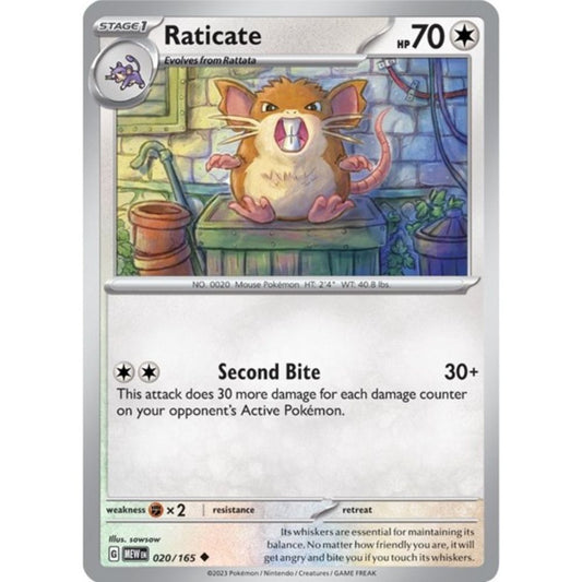 Pokemon S&V 151 Raticate (Reverse) 20/165