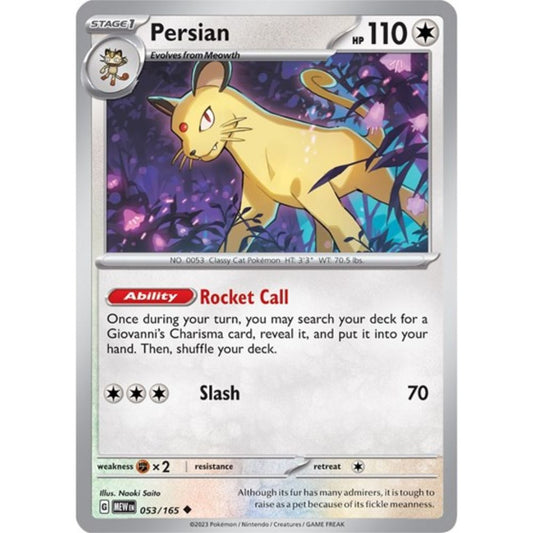 Pokemon S&V 151 Persian (Reverse) 53/165