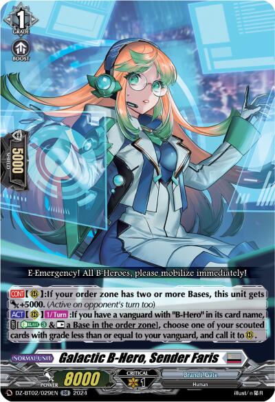 Galactic B-Hero, Sender Faris (DZ-BT02/029EN) [Illusionless Strife]