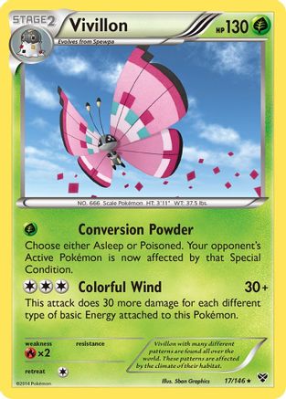 Vivillon (Meadow [Pink]) 17/146 - XY Base Set Reverse Holofoil